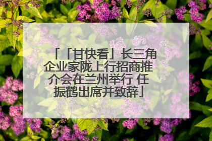 「甘快看」长三角企业家陇上行招商推介会在兰州举行 任振鹤出席并致辞