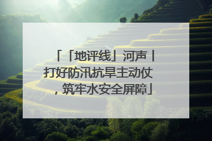 「地评线」河声丨打好防汛抗旱主动仗，筑牢水安全屏障