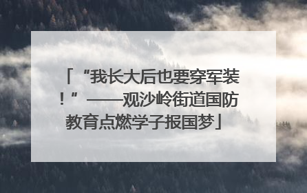 “我长大后也要穿军装！”——观沙岭街道国防教育点燃学子报国梦