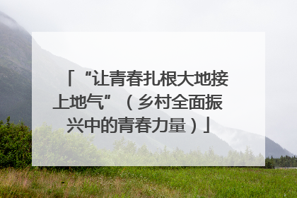 “让青春扎根大地接上地气”（乡村全面振兴中的青春力量）