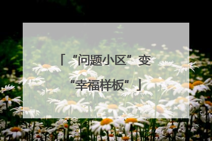 “问题小区”变“幸福样板”