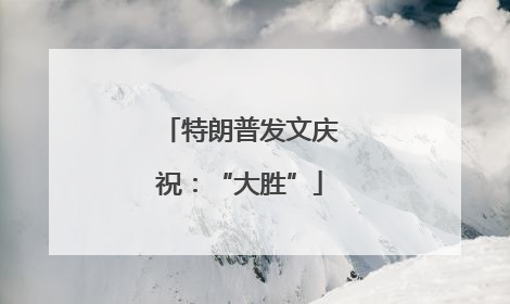 特朗普发文庆祝：“大胜”