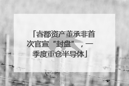 睿郡资产董承非首次官宣“封盘”，一季度重仓半导体