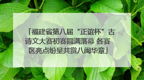 福建省第八届“正谊杯”古诗文大赛初赛圆满落幕 各赛区亮点纷呈共赏八闽华章