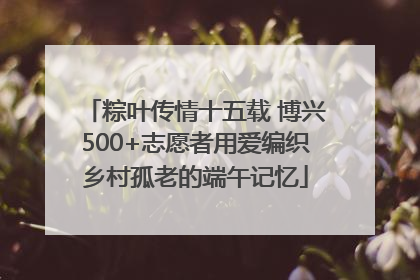 粽叶传情十五载 博兴500+志愿者用爱编织乡村孤老的端午记忆