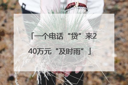 一个电话“贷”来240万元“及时雨”