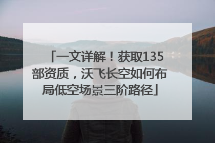 一文详解！获取135部资质，沃飞长空如何布局低空场景三阶路径