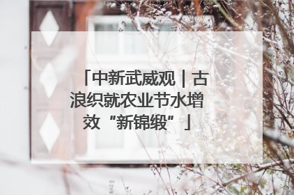 中新武威观｜古浪织就农业节水增效“新锦缎”