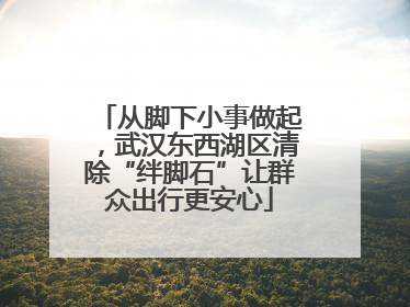 从脚下小事做起，武汉东西湖区清除“绊脚石”让群众出行更安心
