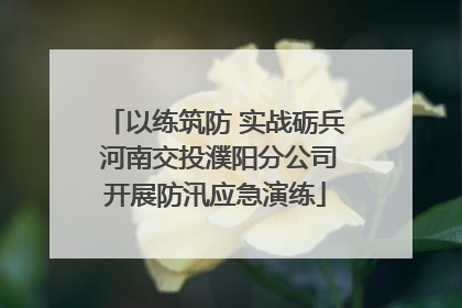 以练筑防 实战砺兵 河南交投濮阳分公司开展防汛应急演练