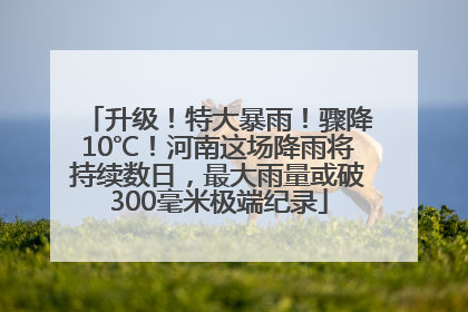 升级！特大暴雨！骤降10℃！河南这场降雨将持续数日，最大雨量或破300毫米极端纪录