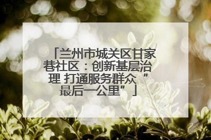兰州市城关区甘家巷社区：创新基层治理 打通服务群众“最后一公里”