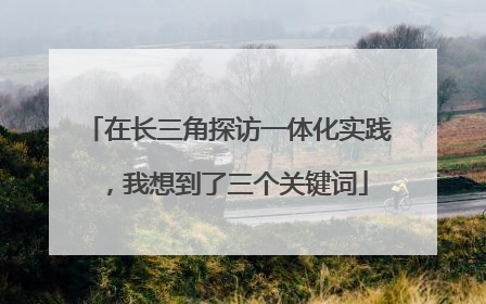 在长三角探访一体化实践，我想到了三个关键词