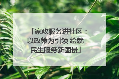 家政服务进社区：以政策为引领 绘就民生服务新图景
