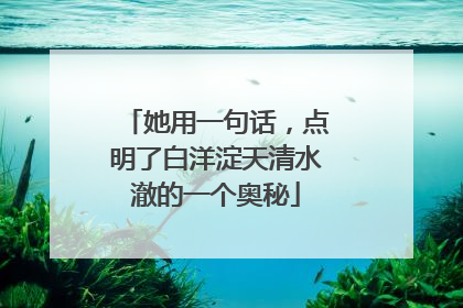 她用一句话，点明了白洋淀天清水澈的一个奥秘