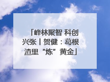 峰林聚智 科创兴张丨贺健：葛根渣里“炼”黄金