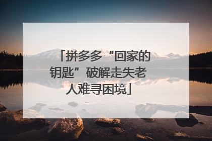 拼多多“回家的钥匙”破解走失老人难寻困境