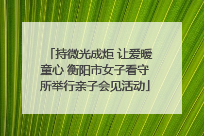 持微光成炬 让爱暖童心 衡阳市女子看守所举行亲子会见活动