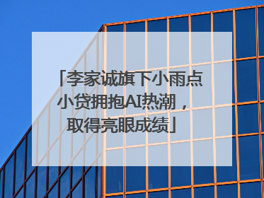 李家诚旗下小雨点小贷拥抱AI热潮，取得亮眼成绩