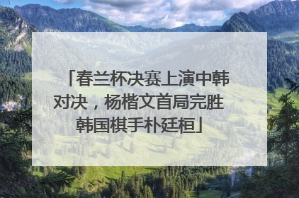 春兰杯决赛上演中韩对决，杨楷文首局完胜韩国棋手朴廷桓
