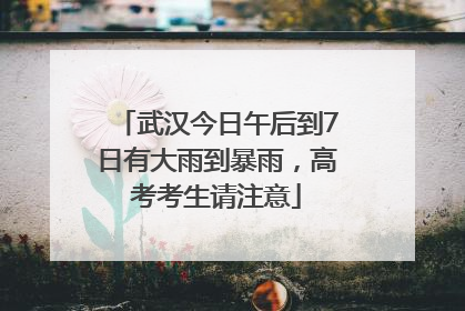 武汉今日午后到7日有大雨到暴雨，高考考生请注意