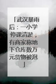 武汉暴雨后：一小学停课清淤，有商家称地下仓库数万元货物被泡