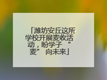 潍坊安丘这所学校开展麦收活动，盼学子 “麦” 向未来