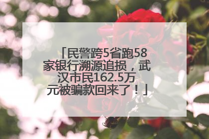 民警跨5省跑58家银行溯源追损，武汉市民162.5万元被骗款回来了！