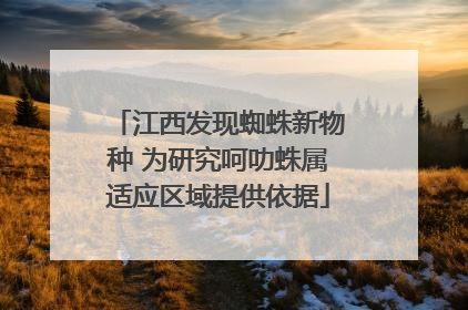江西发现蜘蛛新物种 为研究呵叻蛛属适应区域提供依据