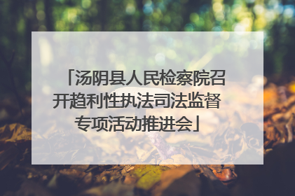 汤阴县人民检察院召开趋利性执法司法监督专项活动推进会