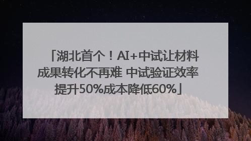 湖北首个！AI+中试让材料成果转化不再难 中试验证效率提升50%成本降低60%