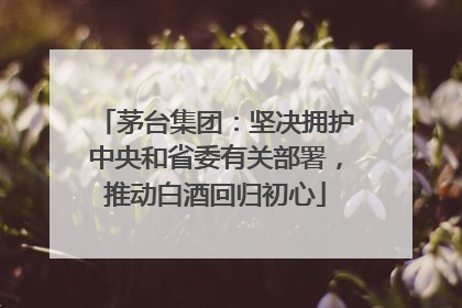 茅台集团：坚决拥护中央和省委有关部署，推动白酒回归初心