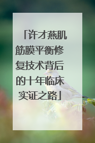 许才燕肌筋膜平衡修复技术背后的十年临床实证之路