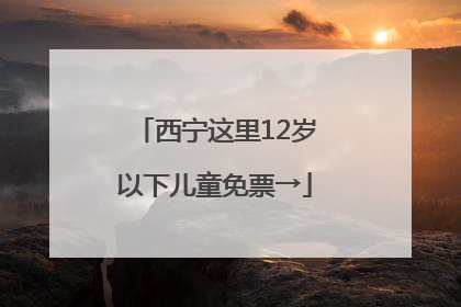 西宁这里12岁以下儿童免票→