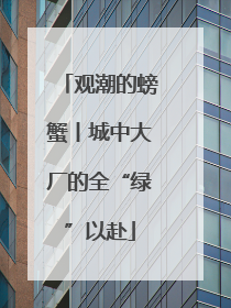 观潮的螃蟹丨城中大厂的全“绿”以赴
