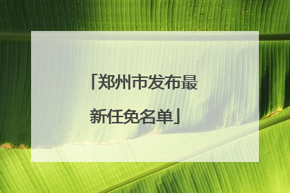 郑州市发布最新任免名单