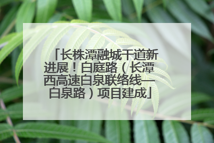 长株潭融城干道新进展！白庭路（长潭西高速白泉联络线—白泉路）项目建成