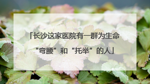长沙这家医院有一群为生命“弯腰”和“托举”的人