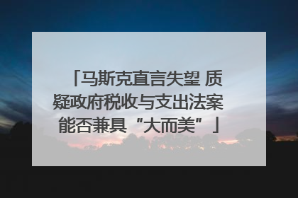 马斯克直言失望 质疑政府税收与支出法案能否兼具“大而美”