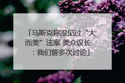 马斯克称没见过“大而美”法案 美众议长：我们曾多次讨论