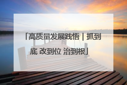 高质量发展践悟｜抓到底 改到位 治到根