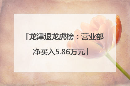 龙津退龙虎榜：营业部净买入5.86万元