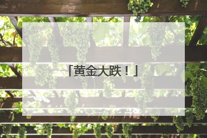 黄金大跌！
