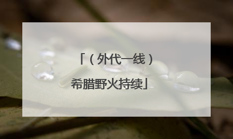 （外代一线）希腊野火持续