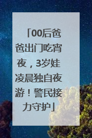 00后爸爸出门吃宵夜，3岁娃凌晨独自夜游！警民接力守护